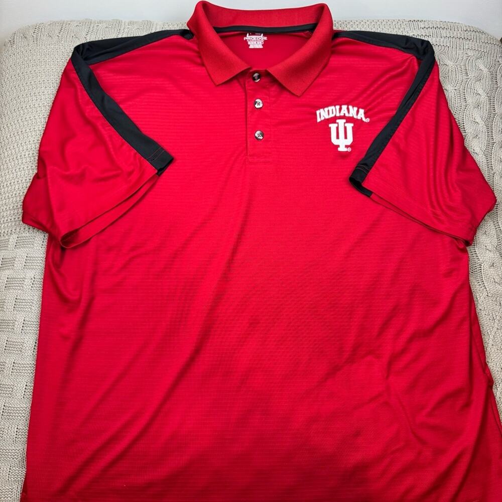 Indiana University Hoosiers Pro Edge Red and Black Indiana Polo Shirt 2Xl XXL